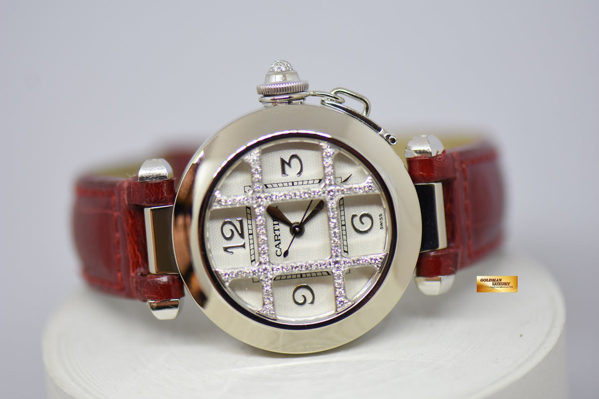 [SOLD] CARTIER PASHA 32mm 18K WHITE GOLD DIAMONDS AUTOMATIC (MINT)