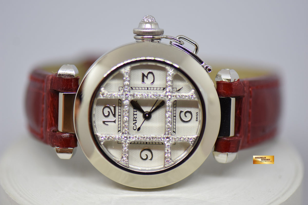 [SOLD] CARTIER PASHA 32mm 18K WHITE GOLD DIAMONDS AUTOMATIC (MINT)