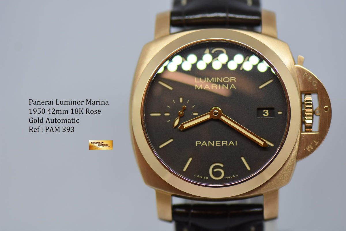 [SOLD] PANERAI LUMINOR MARINA 1950 42mm ROSE GOLD AUTOMATIC PAM 393 (MINT)