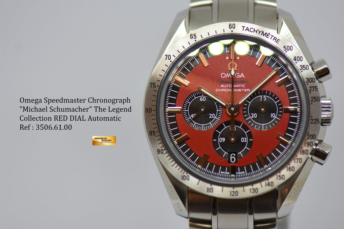 [SOLD] OMEGA SPEEDMASTER CHRONOGRAPH “MICHAEL SCHUMACHER” THE LEGEND COLLECTION RED DIAL 3506.61.00 AUTOMATIC (LNIB)