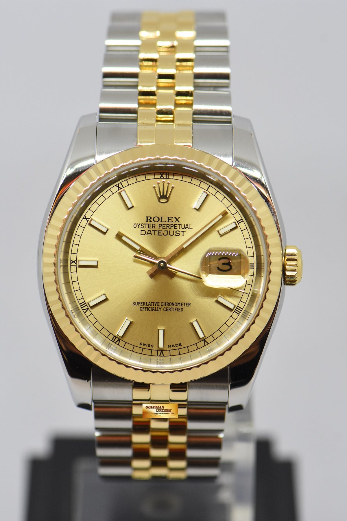 [SOLD] ROLEX OYSTER PERPETUAL DATEJUST 36 HALF-GOLD IN JUBILEE GOLD DIAL 116233 (MINT)