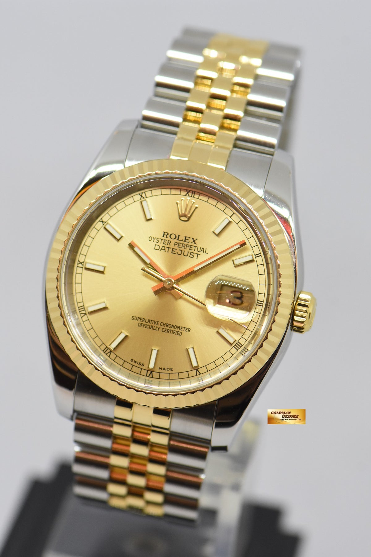 [SOLD] ROLEX OYSTER PERPETUAL DATEJUST 36 HALF-GOLD IN JUBILEE GOLD DIAL 116233 (MINT)