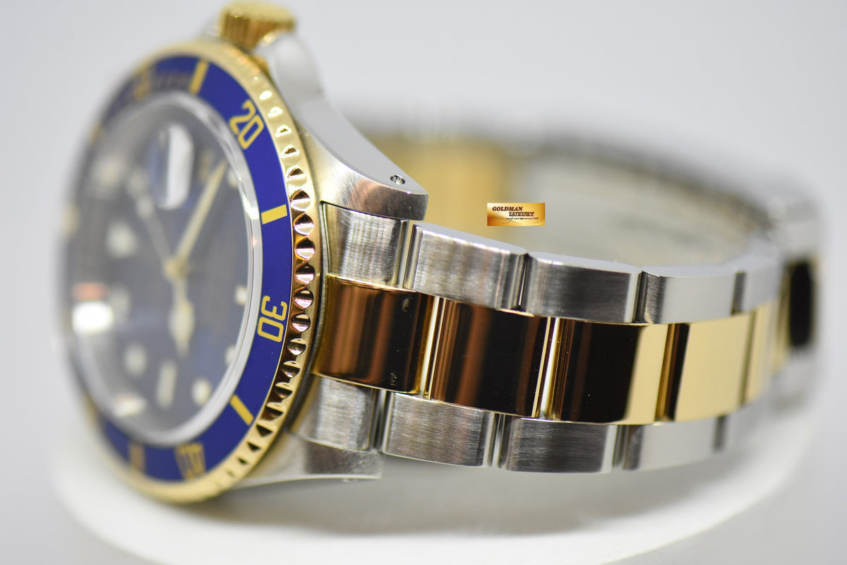 [SOLD] ROLEX OYSTER PERPETUAL SUBMARINER SUNBURST BLUE 40mm HALF-GOLD IN BRACELET 16613LB (MINT)