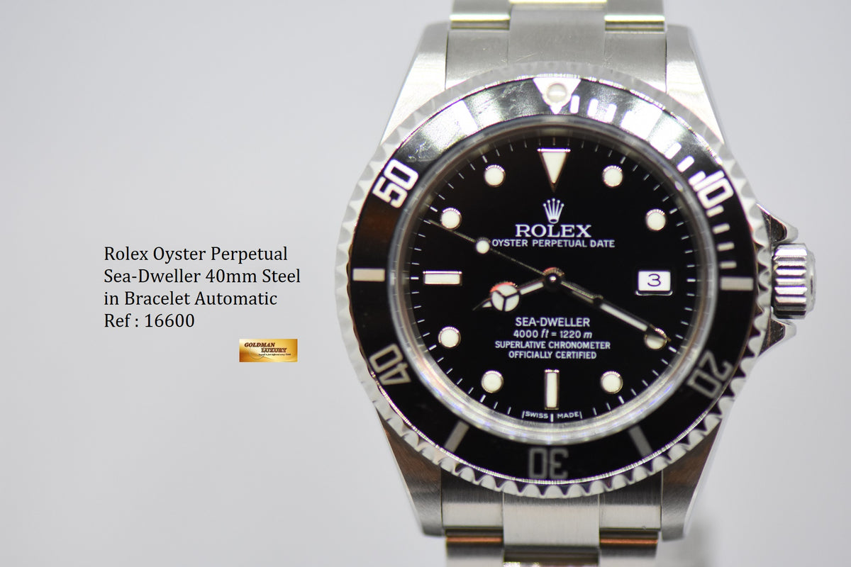 [SOLD] ROLEX OYSTER PERPETUAL SEA-DWELLER STEEL IN BRACELET 40mm BLACK 16600 (NEAR MINT)