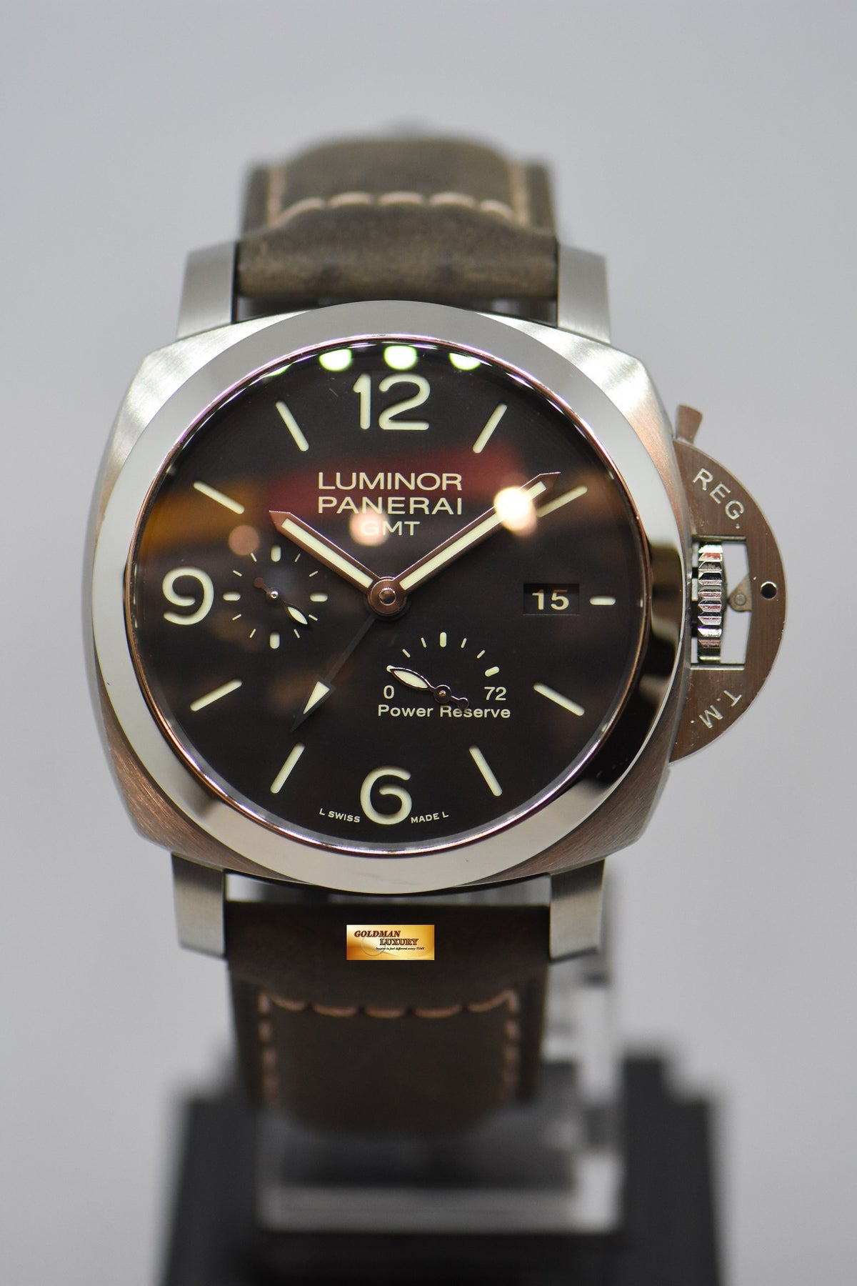 [SOLD] PANERAI LUMINOR 1950 GMT POWER RESERVE 44mm P.9000 AUTOMATIC PAM 321 (MINT)
