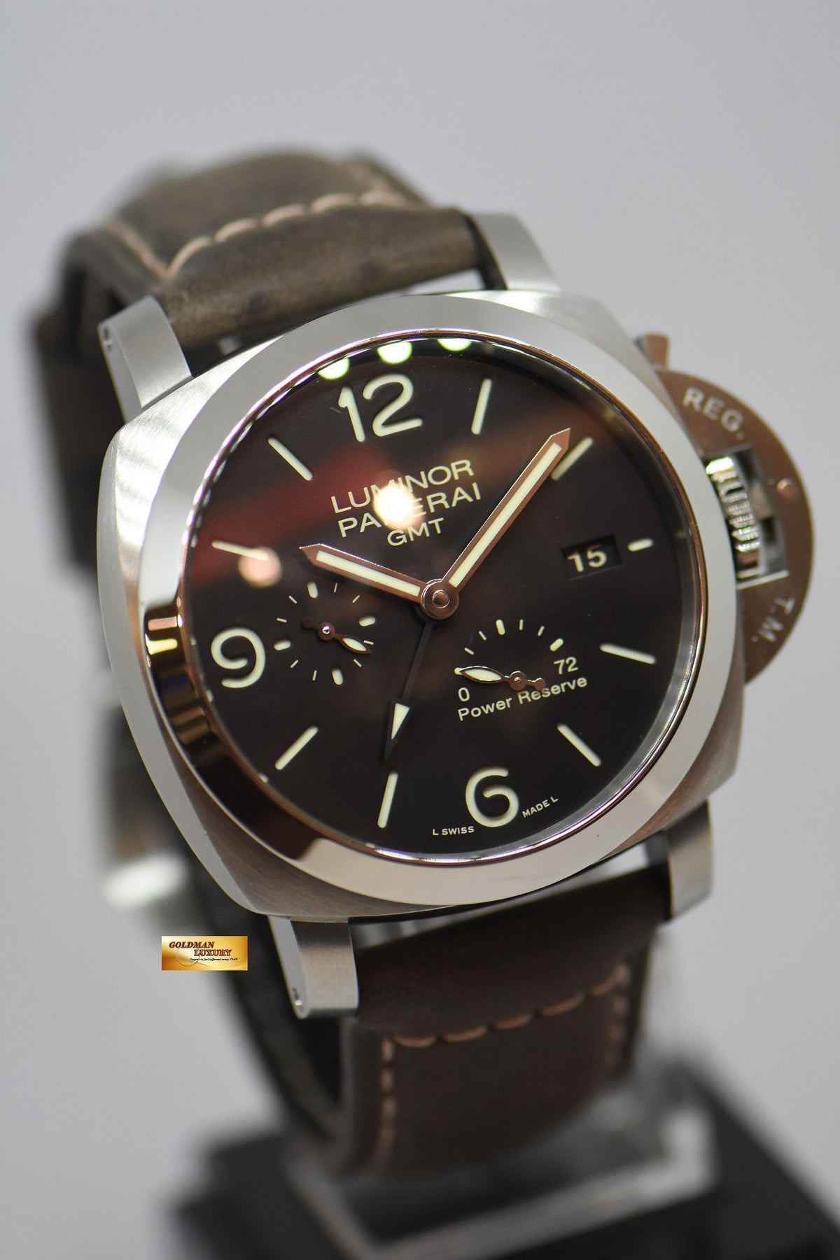 [SOLD] PANERAI LUMINOR 1950 GMT POWER RESERVE 44mm P.9000 AUTOMATIC PAM 321 (MINT)