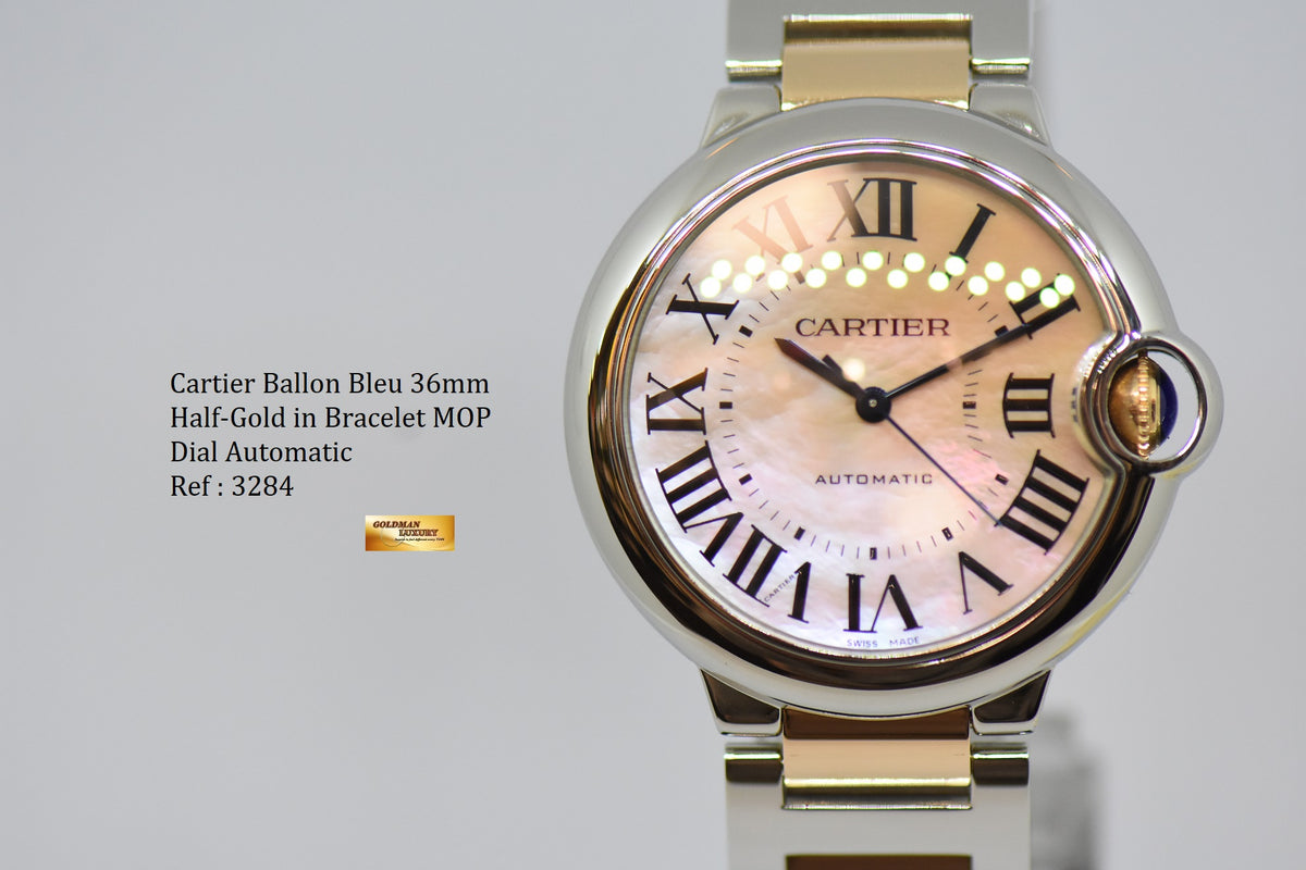 [SOLD] CARTIER BALLON BLEU 36mm MOP DIAL HALF-GOLD AUTOMATIC 3284 (MINT)