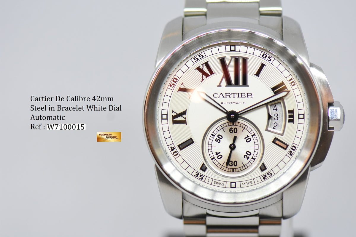 [SOLD] CARTIER De CALIBRE 42mm STEEL IN BRACELET DATE AUTOMATIC W7100015 (MINT)
