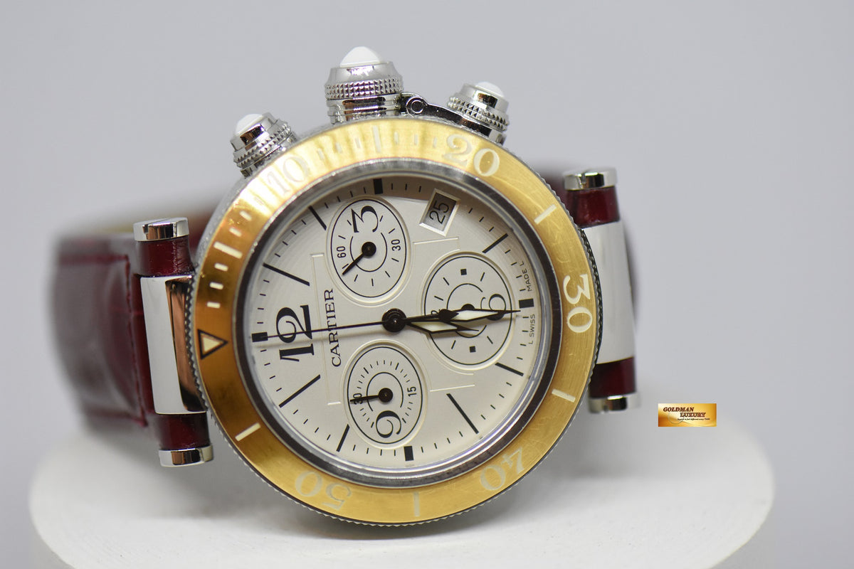 [SOLD] CARTIER PASHA SEATIMER 37mm CHRONOGRAPH HALF-GOLD QUARTZ 3129 (NEAR MINT)