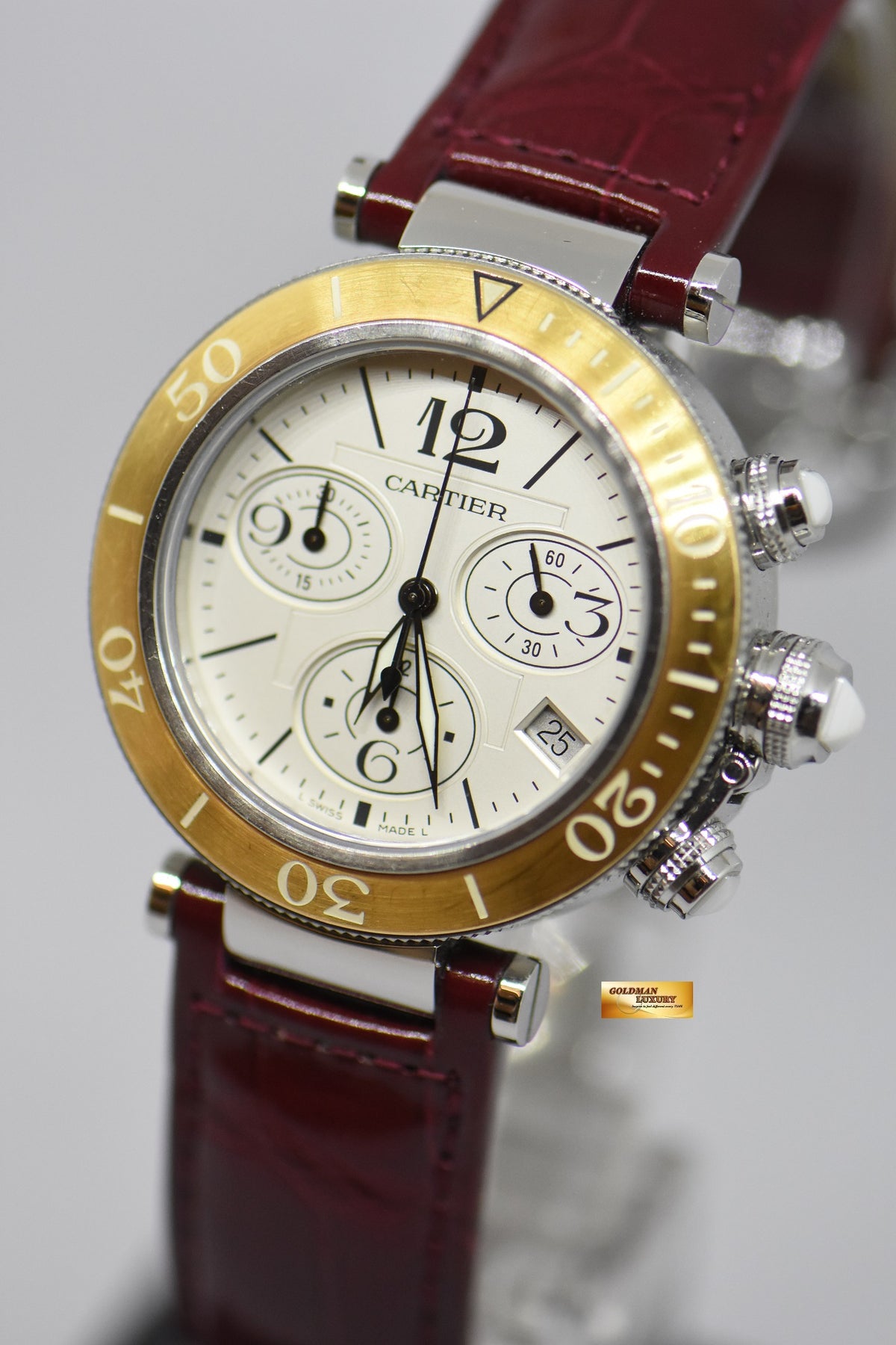 [SOLD] CARTIER PASHA SEATIMER 37mm CHRONOGRAPH HALF-GOLD QUARTZ 3129 (NEAR MINT)