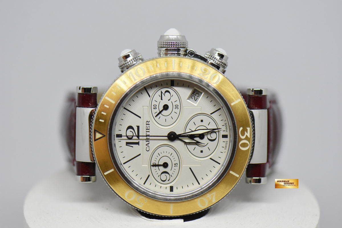 [SOLD] CARTIER PASHA SEATIMER 37mm CHRONOGRAPH HALF-GOLD QUARTZ 3129 (NEAR MINT)