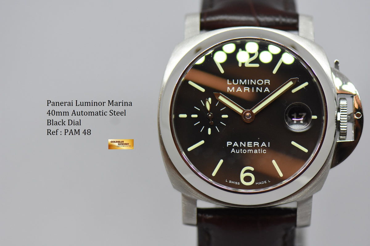 [SOLD] PANERAI LUMINOR MARINA 40mm BLACK PAM 48 AUTOMATIC (MINT)