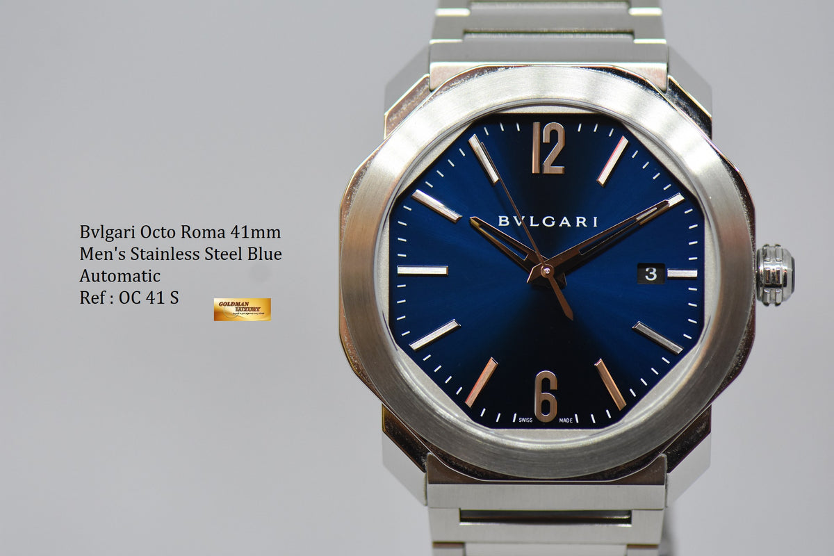 [SOLD] BVLGARI OCTO ROMA STEEL IN BRACELET 41mm BLUE AUTOMATIC OC 41S (MINT)