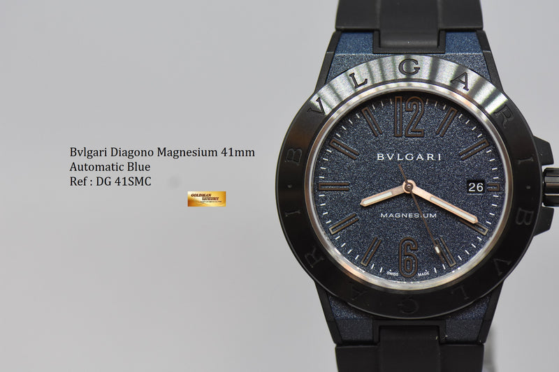 SOLD BVLGARI DIAGONO MAGNESIUM 41mm BLUE AUTOMATIC DG 41SMC MINT