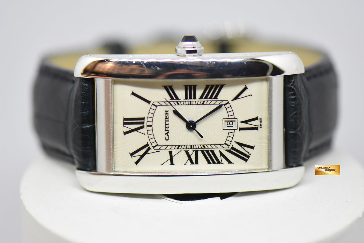[SOLD] CARTIER TANK AMERICAINE MEN’S 18K WHITE GOLD WHITE ROMAN BLACK NUMERALS AUTOMATIC 1741 (MINT)