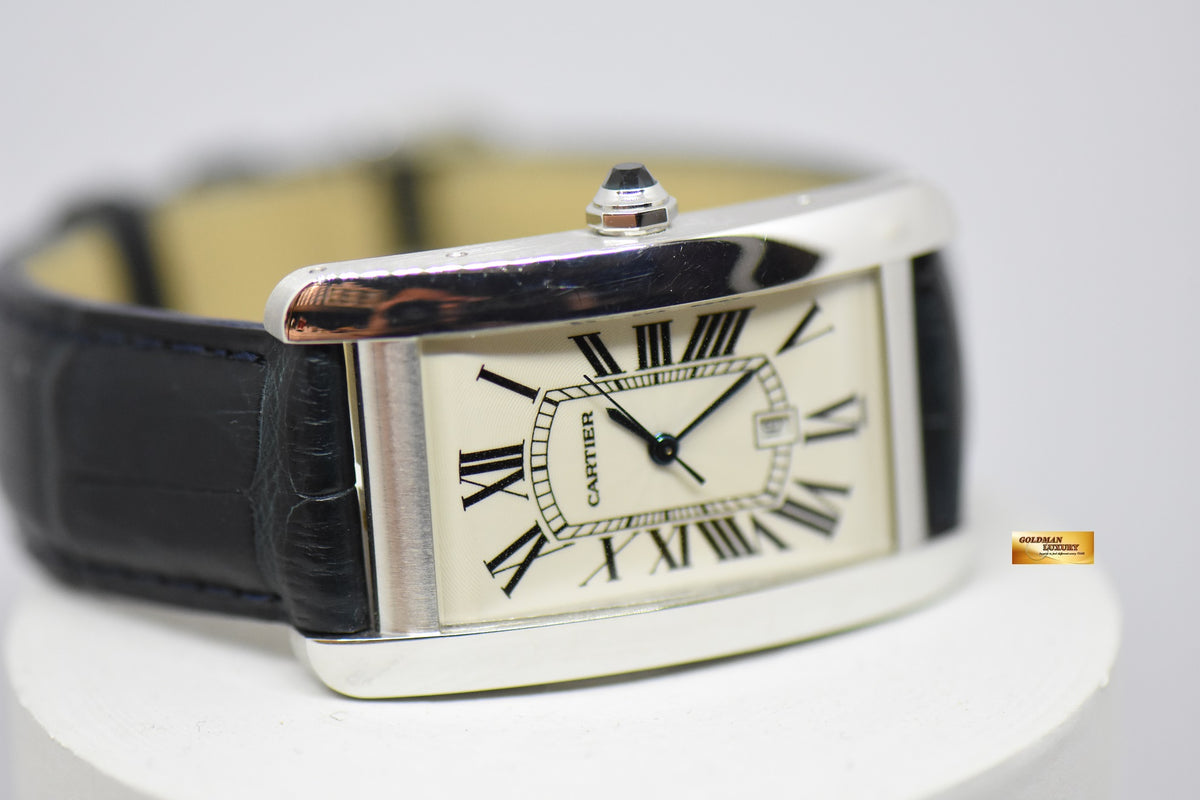 [SOLD] CARTIER TANK AMERICAINE MEN’S 18K WHITE GOLD WHITE ROMAN BLACK NUMERALS AUTOMATIC 1741 (MINT)