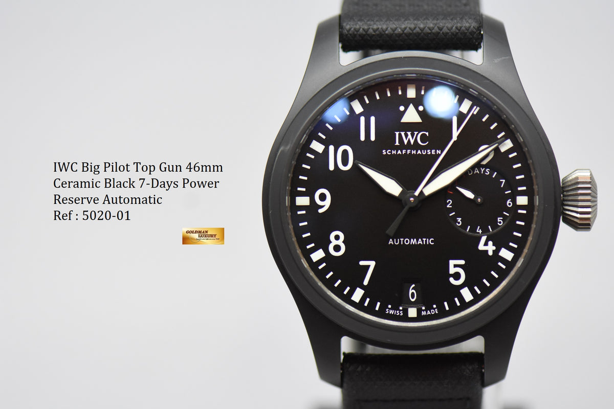 [SOLD] IWC BIG PILOT TOP GUN 46mm CERAMIC BLACK 7 DAYS POWER RESERVE AUTOMATIC IW5020-01 (as it’s condition)