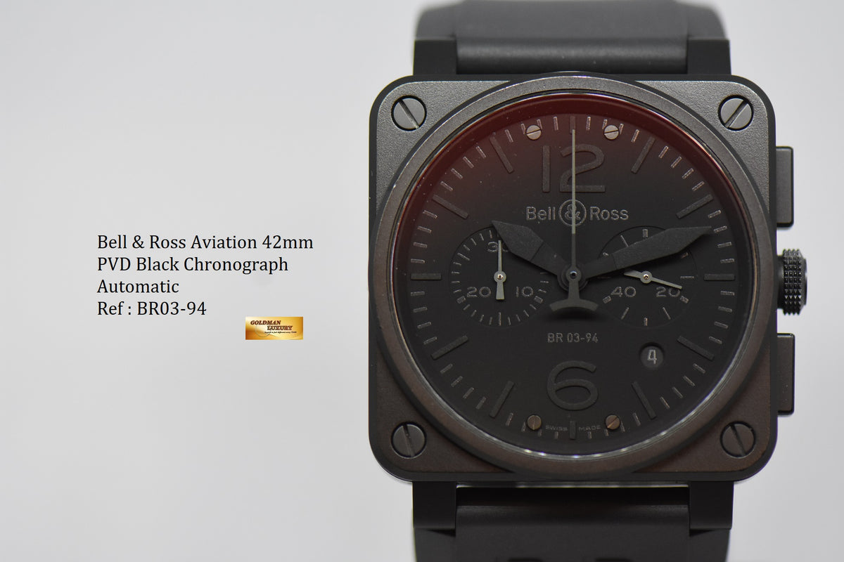[SOLD] BELL & ROSS AVIATION PVD BLACK 42mm CHRONOGRAPH AUTOMATIC BR03-94 (NEAR MINT)