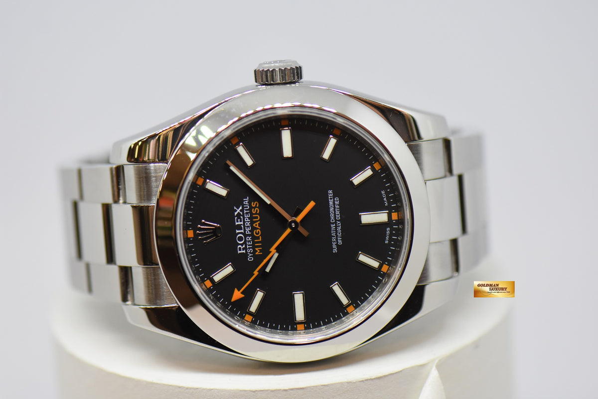 [SOLD] ROLEX OYSTER PERPETUAL MILGAUSS BLACK (CLEAR CRYSTAL) 116400 (MINT)