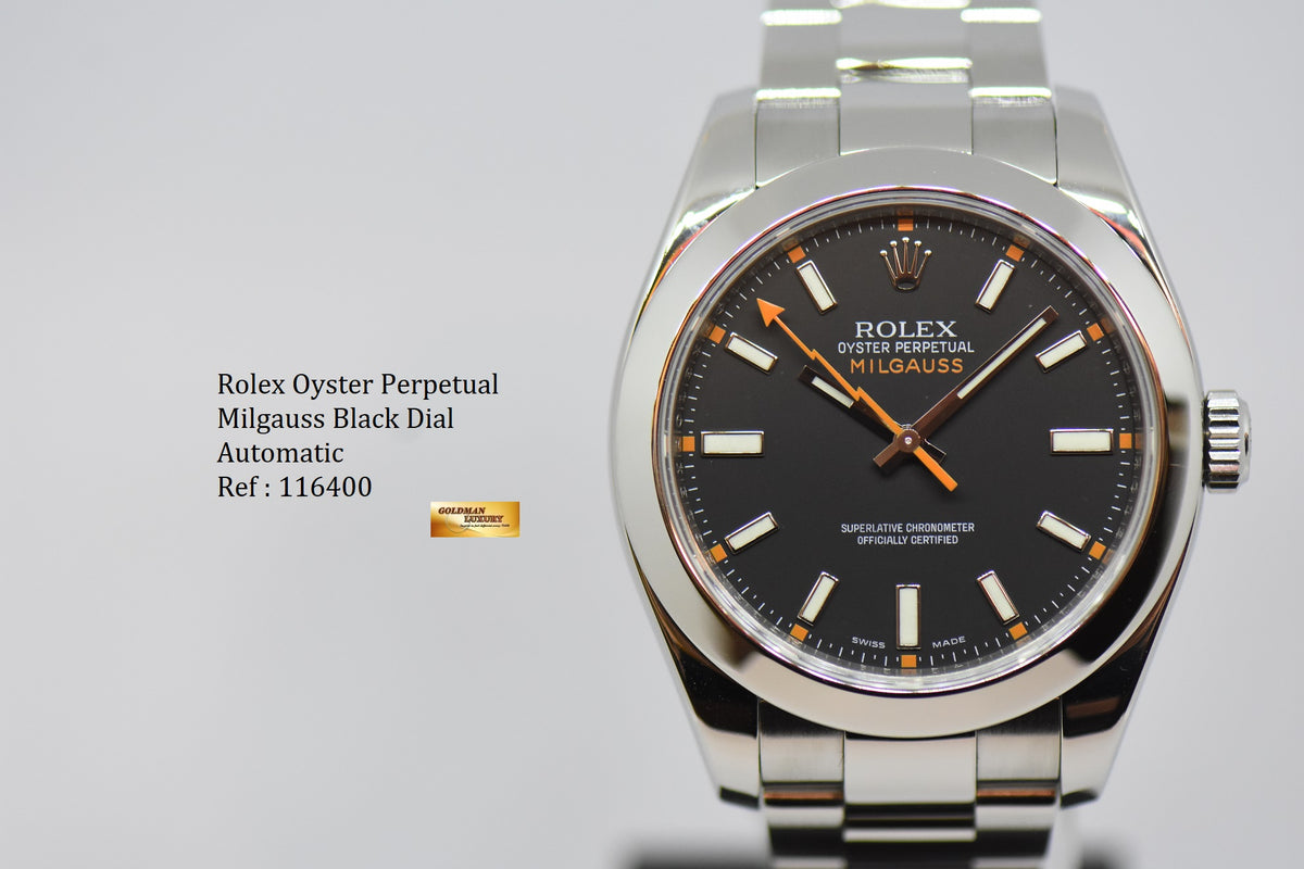 [SOLD] ROLEX OYSTER PERPETUAL MILGAUSS BLACK (CLEAR CRYSTAL) 116400 (MINT)