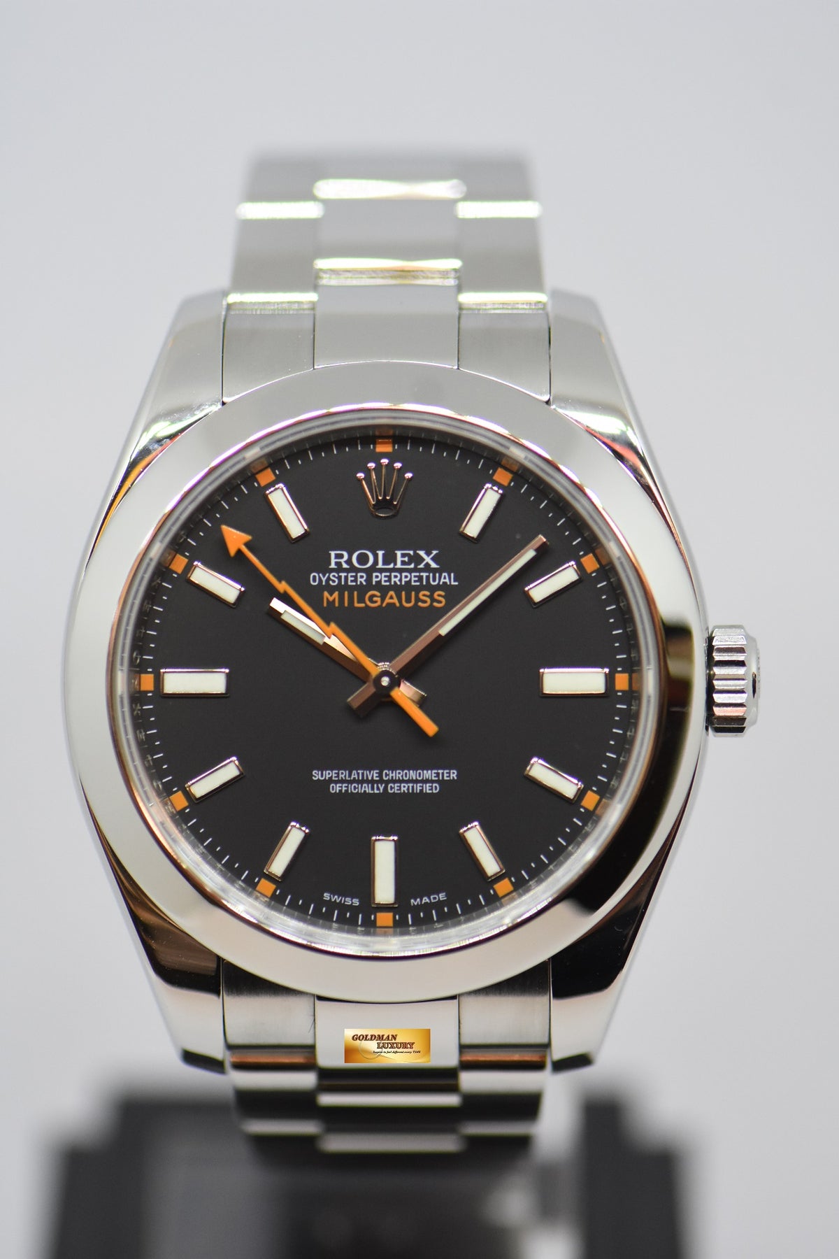 [SOLD] ROLEX OYSTER PERPETUAL MILGAUSS BLACK (CLEAR CRYSTAL) 116400 (MINT)