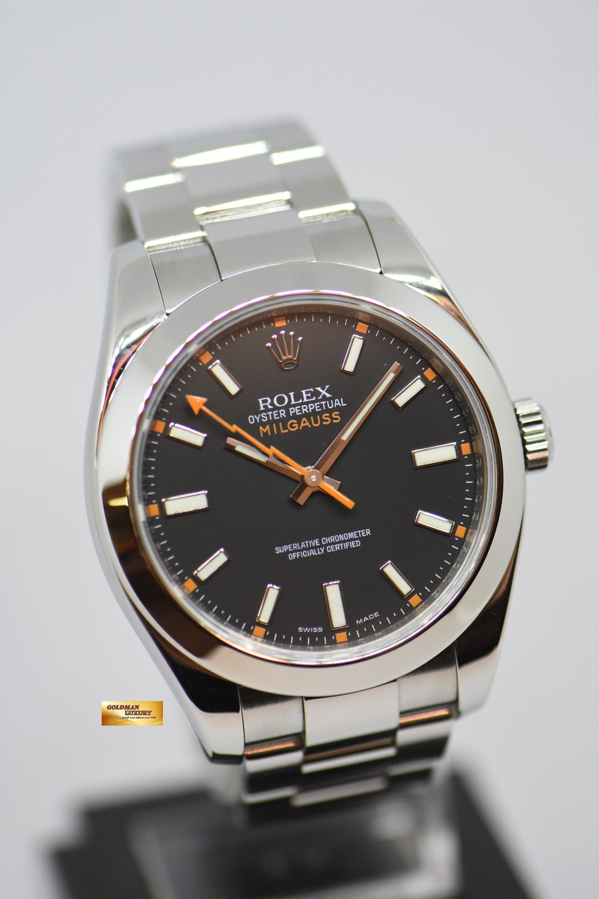 [SOLD] ROLEX OYSTER PERPETUAL MILGAUSS BLACK (CLEAR CRYSTAL) 116400 (MINT)