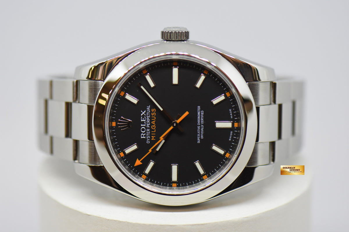[SOLD] ROLEX OYSTER PERPETUAL MILGAUSS BLACK (CLEAR CRYSTAL) 116400 (MINT)