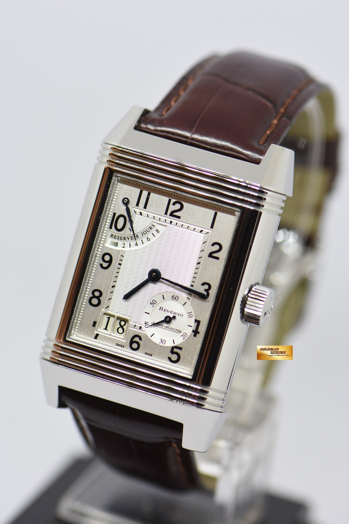 [SOLD] JLC REVERSO GRANDE DATE 8 DAYS POWER RESERVE STAINLESS STEEL MANUAL WINDING 240.8.15 (MINT)