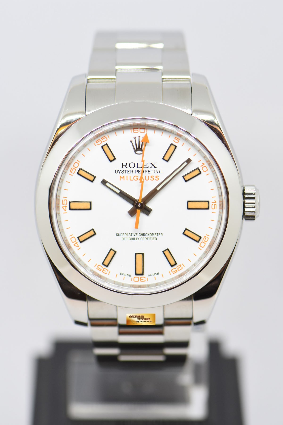 [SOLD] ROLEX OYSTER PERPETUAL MILGAUSS WHITE (CLEAR CRYSTAL) 116400 (MINT)