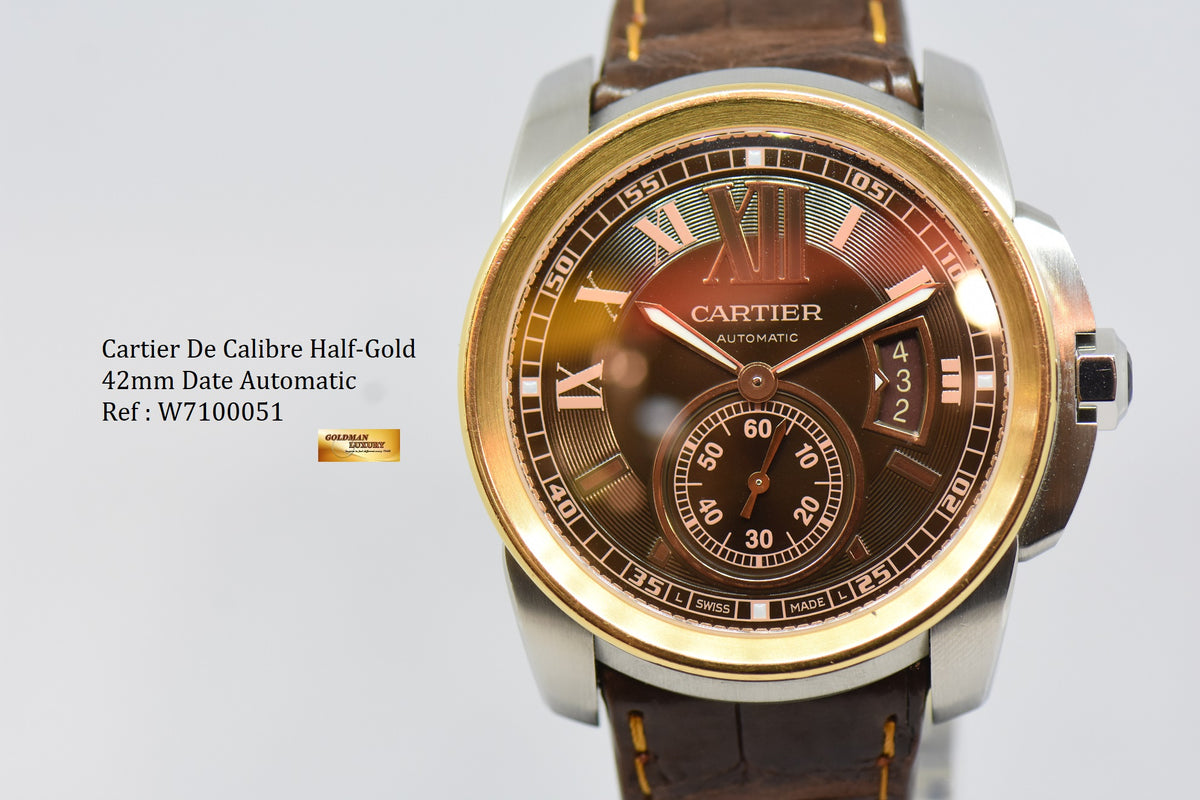 [SOLD] CALIBRE De CARTIER HALF-GOLD 42mm AUTOMATIC W7100051 (MINT)