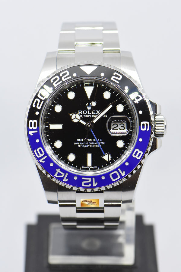 [SOLD] ROLEX OYSTER PERPETUAL GMT-MASTER II “BATMAN” CERAMIC BLACK / BLUE BEZEL 116710BLNR (MINT)