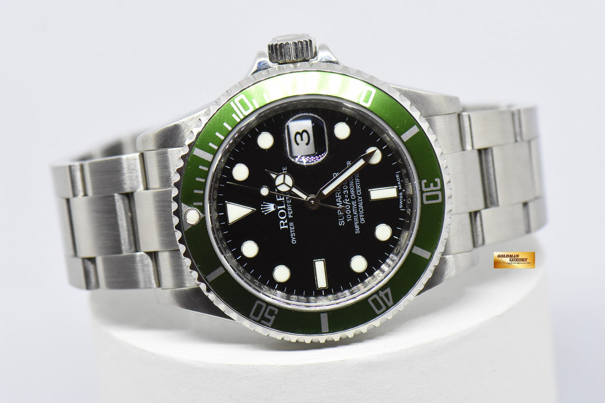 [SOLD] ROLEX OYSTER PERPETUAL SUBMARINER “KERMIT” GREEN BEZEL 16610LV (CHAPTERING) (MINT)
