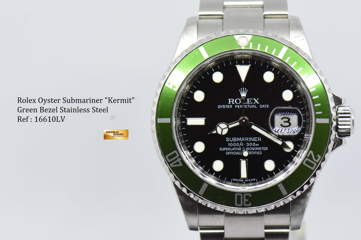 [SOLD] ROLEX OYSTER PERPETUAL SUBMARINER “KERMIT” GREEN BEZEL 16610LV (CHAPTERING) (MINT)