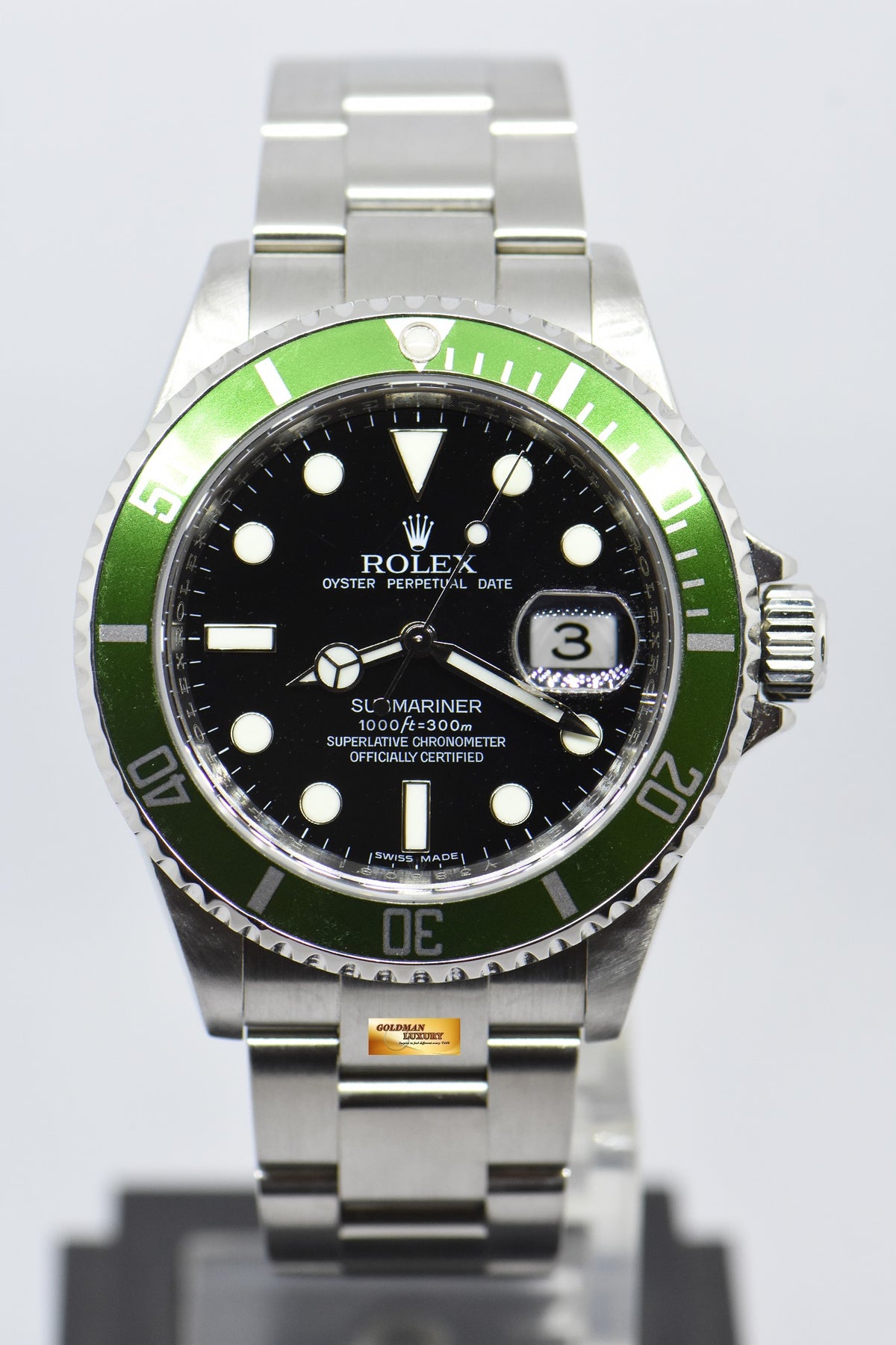 [SOLD] ROLEX OYSTER PERPETUAL SUBMARINER “KERMIT” GREEN BEZEL 16610LV (CHAPTERING) (MINT)