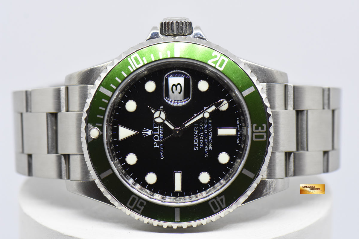 [SOLD] ROLEX OYSTER PERPETUAL SUBMARINER “KERMIT” GREEN BEZEL 16610LV (CHAPTERING) (MINT)