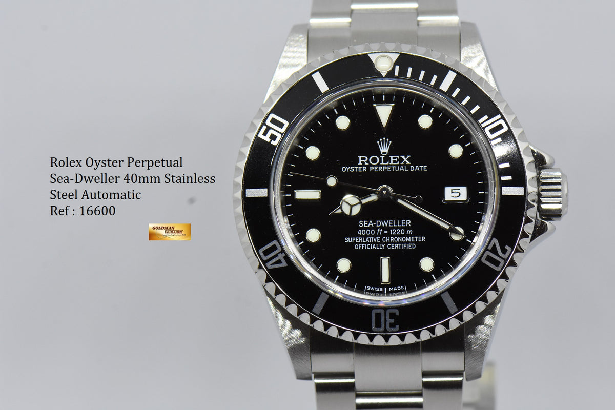 [SOLD] ROLEX OYSTER PERPETUAL SEA-DWELLER STEEL IN BRACELET 40mm BLACK 16600 (NO-PINHOLE) (MINT)