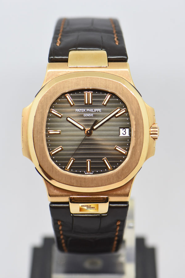 [SOLD] PATEK PHILIPPE NAUTILUS 18K ROSE GOLD IN LEATHER STRAP BROWN DIAL 5711R (LNIB)