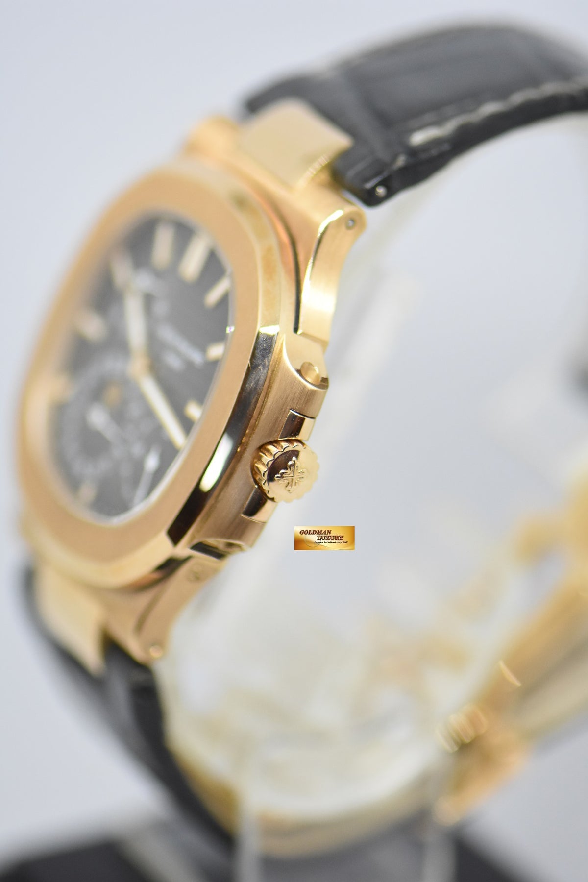 [SOLD] PATEK PHILIPPE NAUTILUS 18K ROSE GOLD IN LEATHER STRAP POWER RESERVE MOONPHASE 5712R (MINT)