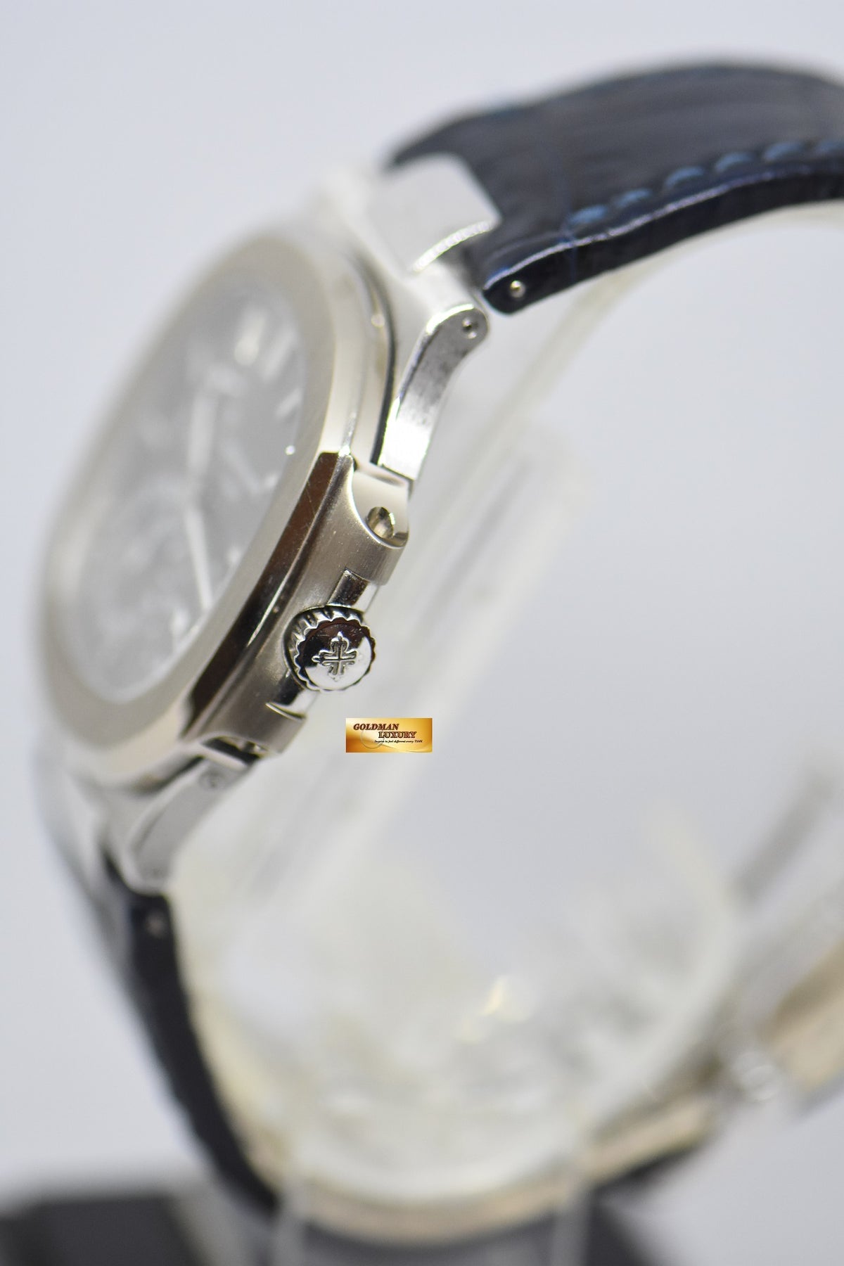 [SOLD] PATEK PHILIPPE NAUTILUS 18K WHITE GOLD IN LEATHER STRAP POWER RESERVE MOONPHASE 5712G (NEAR MINT)