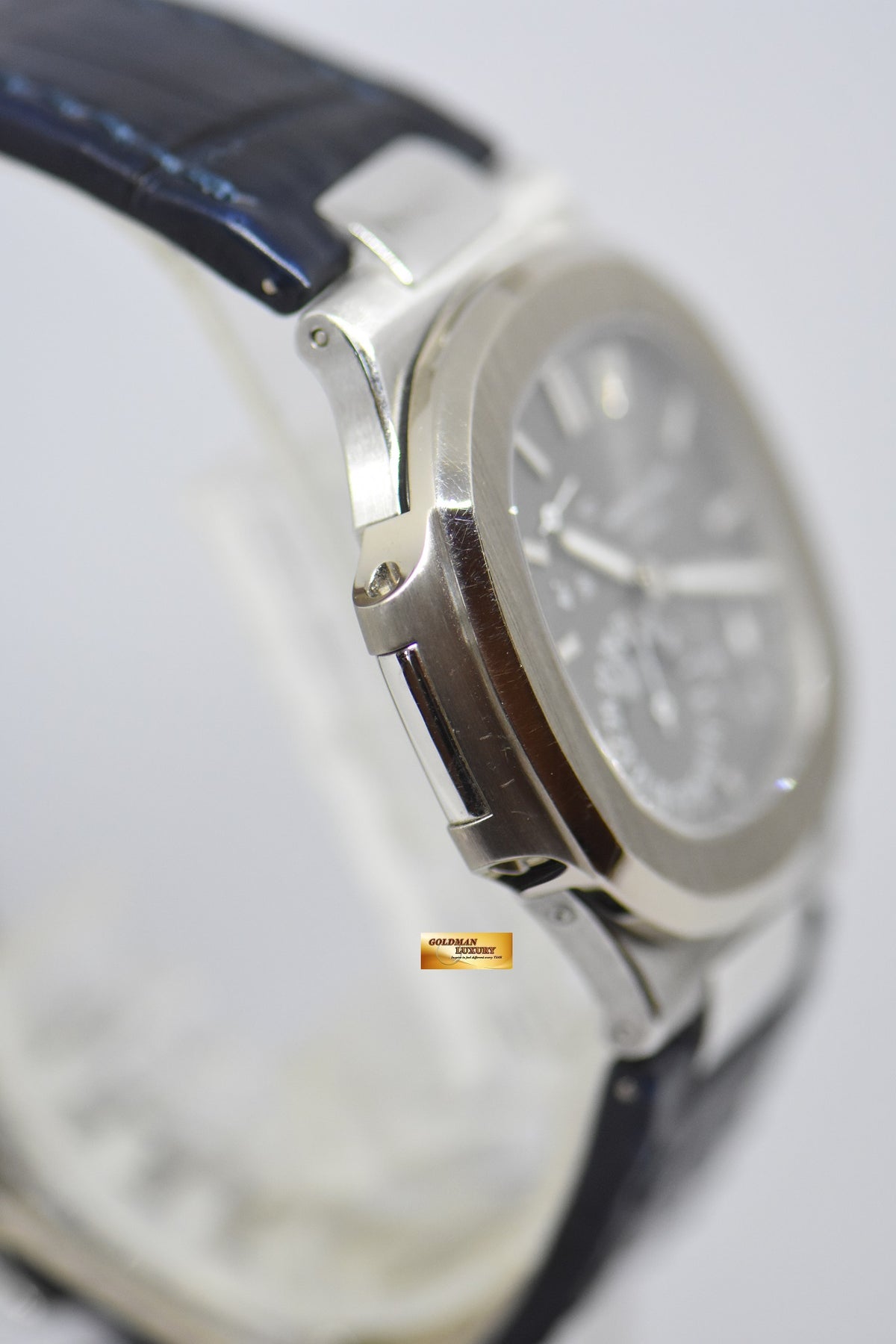 [SOLD] PATEK PHILIPPE NAUTILUS 18K WHITE GOLD IN LEATHER STRAP POWER RESERVE MOONPHASE 5712G (NEAR MINT)