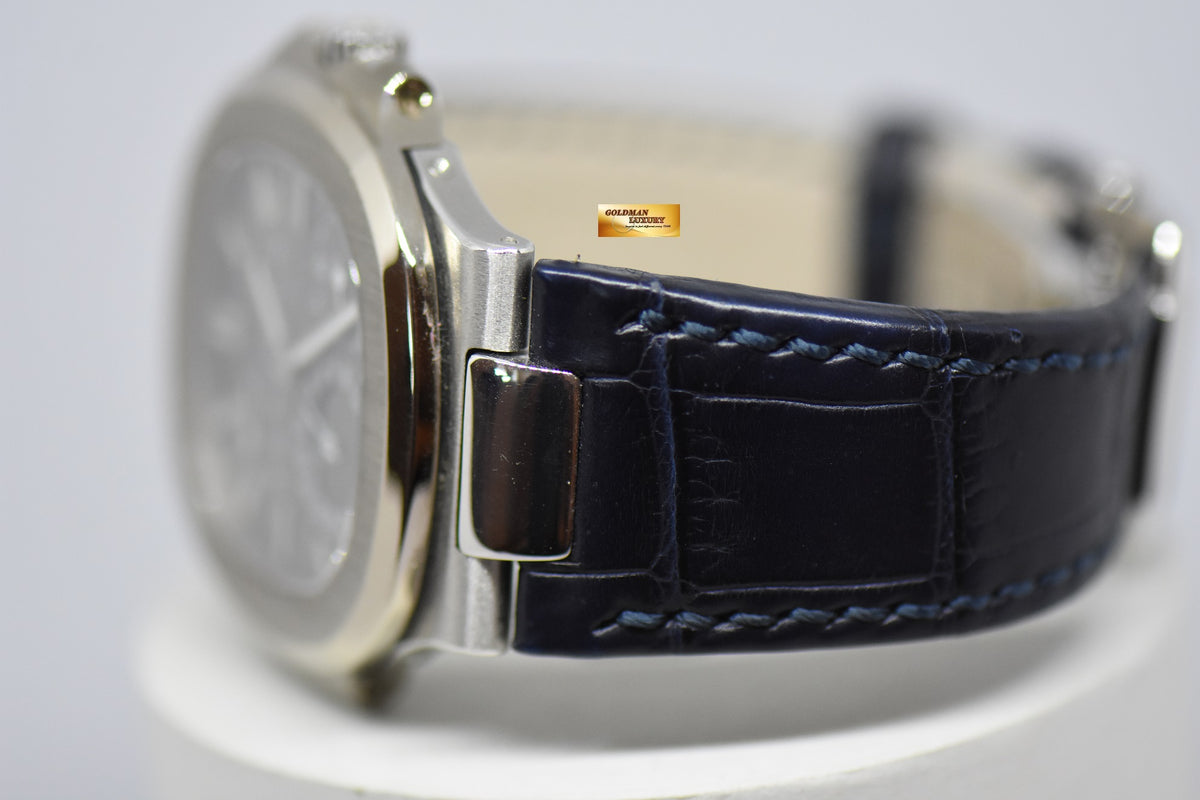 [SOLD] PATEK PHILIPPE NAUTILUS 18K WHITE GOLD IN LEATHER STRAP POWER RESERVE MOONPHASE 5712G (NEAR MINT)