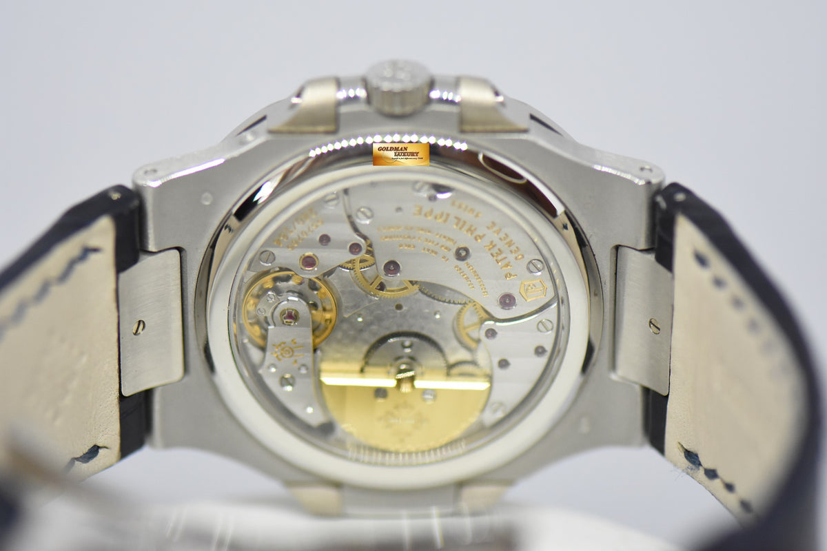 [SOLD] PATEK PHILIPPE NAUTILUS 18K WHITE GOLD IN LEATHER STRAP POWER RESERVE MOONPHASE 5712G (NEAR MINT)
