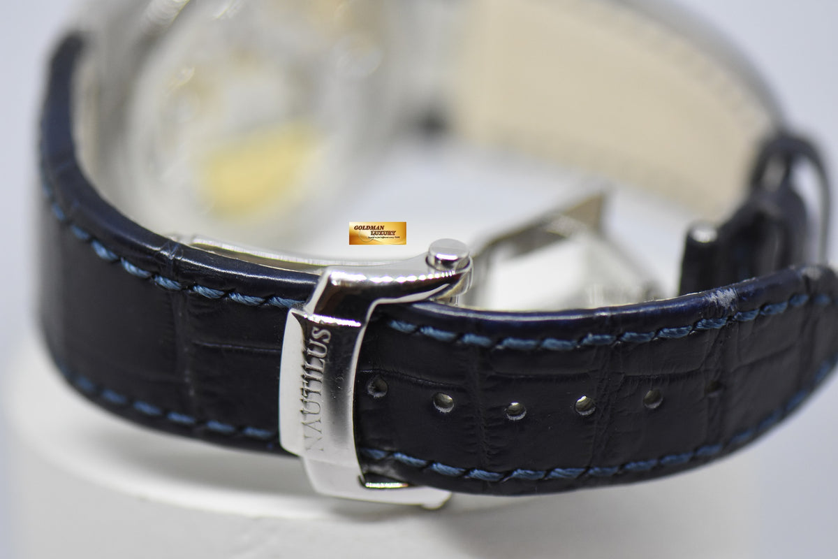 [SOLD] PATEK PHILIPPE NAUTILUS 18K WHITE GOLD IN LEATHER STRAP POWER RESERVE MOONPHASE 5712G (NEAR MINT)