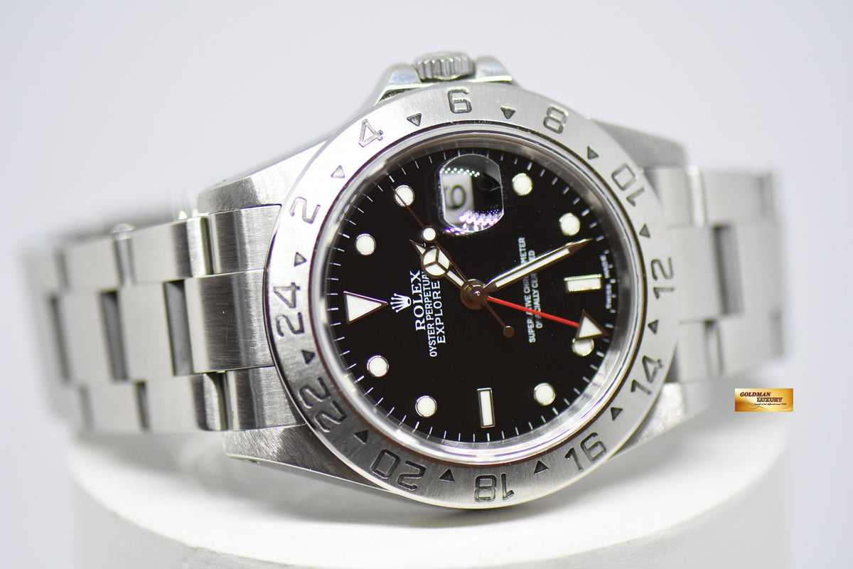 [SOLD] ROLEX OYSTER PERPETUAL EXPLORER II 40mm STEEL IN BRACELET BLACK 16570 (PINHOLE-SOLID ENDLINK) (NEAR MINT)