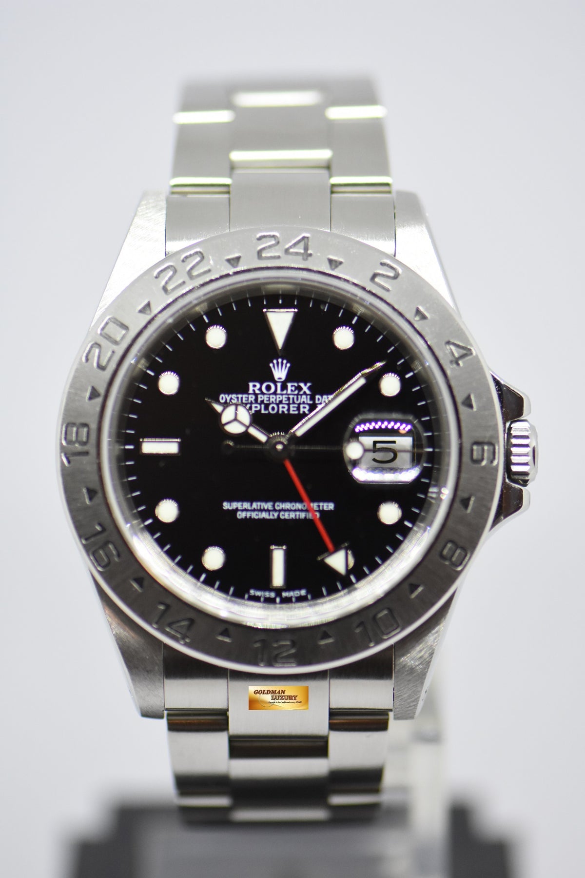 [SOLD] ROLEX OYSTER PERPETUAL EXPLORER II 40mm STEEL IN BRACELET BLACK 16570 (PINHOLE-SOLID ENDLINK) (NEAR MINT)