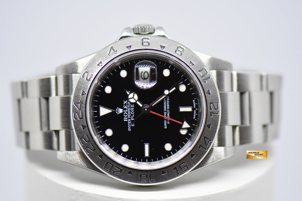 [SOLD] ROLEX OYSTER PERPETUAL EXPLORER II 40mm STEEL IN BRACELET BLACK 16570 (PINHOLE-SOLID ENDLINK) (NEAR MINT)