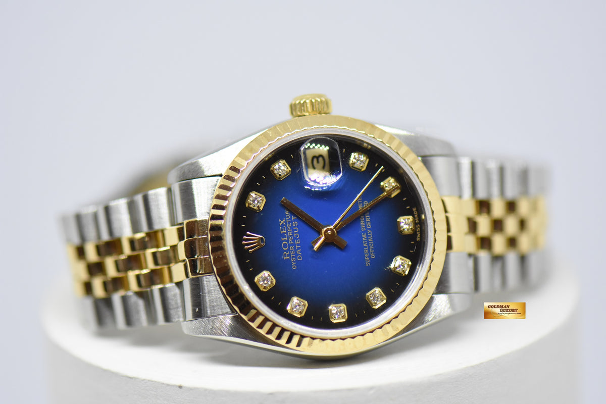 [SOLD] ROLEX OYSTER DATEJUST BOYSIZE 31mm JUBILEE IN BRACELET BLUE COMPUTER DIAMONDS DIAL 68273 (MINT)