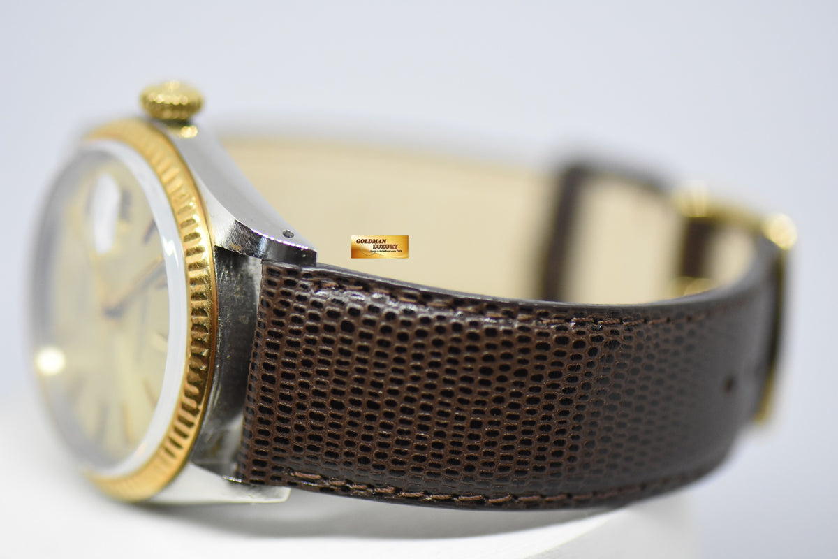 [SOLD] ROLEX OYSTER DATEJUST 36mm HALF-GOLD NON-QUICKSET DATE GOLD DIAL 1601 (HEAD ONLY) (VINTAGE)