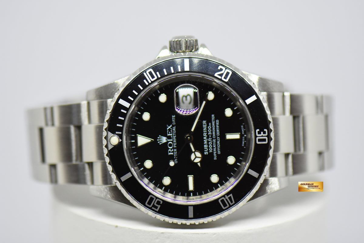 [SOLD] ROLEX OYSTER PERPETUAL SUBMARINER 40mm BLACK 16610 (PINHOLE – SOLID ENDLINKS) (NEAR MINT)