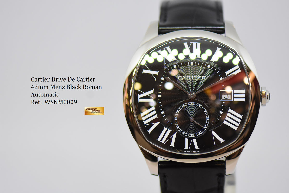 [SOLD] CARTIER DRIVE De CARTIER 42mm MEN’S AUTOMATIC BLACK ROMAN DIAL WSNM0009 (MINT)